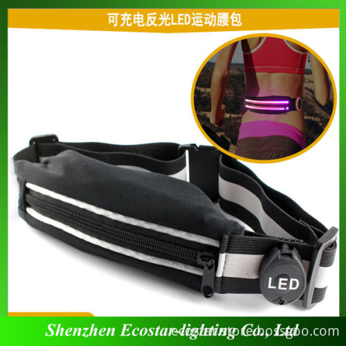 Fashion black high capacity led portable waist bags outdoor sports